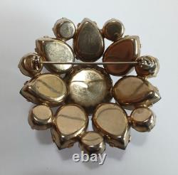 Fabulous Vintage Rainbow Faceted Watermelon Glass Rhinestone Pin Brooch