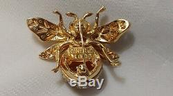 Fabulous Vintage Signed CINER Gold Tone Rhinestone-Studded Bumblebee Brooch