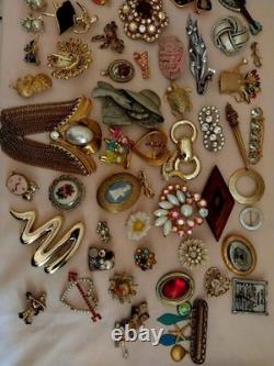 Fancy Vintage Brooch Collection Lot of 130 Large Rhinestone Christmas Estate