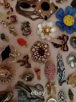 Fancy Vintage Brooch Collection Lot of 130 Large Rhinestone Christmas Estate