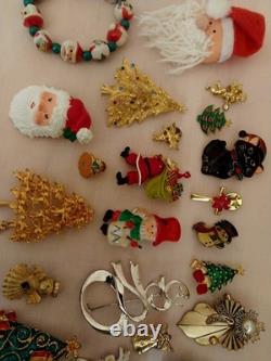Fancy Vintage Brooch Collection Lot of 130 Large Rhinestone Christmas Estate