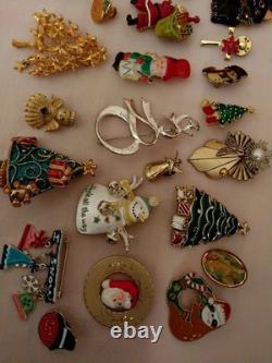 Fancy Vintage Brooch Collection Lot of 130 Large Rhinestone Christmas Estate