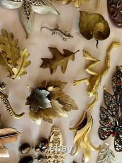 Fancy Vintage Brooch Collection Lot of 130 Large Rhinestone Christmas Estate