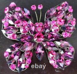GIORGIO ARMANI Gorgeous Pink & Purple Butterfly Vintage Pin Brooch