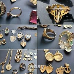 GOLD FILLED RECOVERY LOT VICTORIAN ANTIQUE VINTAGE JEWELRY RINGS CHAINS 517 Gram