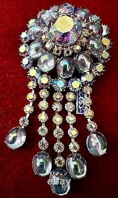 GORGEOUS VINTAGE MINT CONDITION WithORIGINAL WEISS TAG BROOCH 3 1/2 A. B CABOCHONS