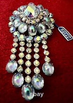 GORGEOUS VINTAGE MINT CONDITION WithORIGINAL WEISS TAG BROOCH 3 1/2 A. B CABOCHONS