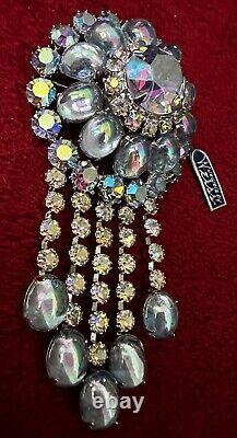 GORGEOUS VINTAGE MINT CONDITION WithORIGINAL WEISS TAG BROOCH 3 1/2 A. B CABOCHONS