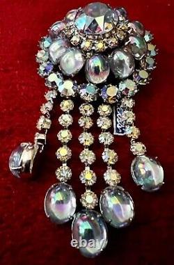 GORGEOUS VINTAGE MINT CONDITION WithORIGINAL WEISS TAG BROOCH 3 1/2 A. B CABOCHONS