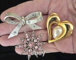 GORGEOUS Vintage Rhinestone Brooch Lot Of 15 Brilliant & Bright Multi-color