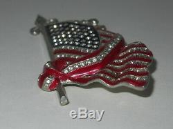 Gorgeous Huge Vtg 1940's Patriotic Red White Blue American Flag Pin Brooch WWII