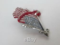 Gorgeous Huge Vtg 1940's Patriotic Red White Blue American Flag Pin Brooch WWII