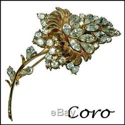 Gorgeous Vintage Coro Large Rhinestone Flower Brooch Pin