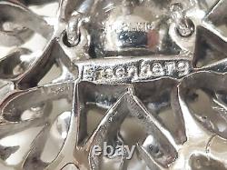 Gorgeous Vintage Signed Eisenberg Sterling 925 Rhinestone Brooch