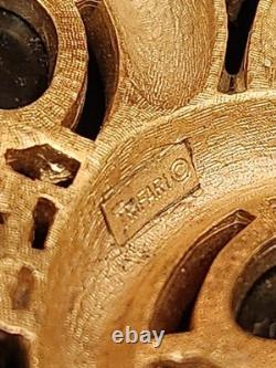 Gorgeous Vintage Trifari L'Orient Enamel Rhinestone Cabachon Brooch VINTAGE