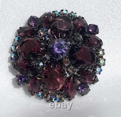 Gorgeous Vintage Verified D&E Juliana Amethyst Purple AB Rhinestone Brooch Pin