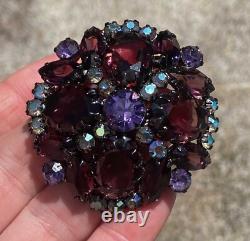 Gorgeous Vintage Verified D&E Juliana Amethyst Purple AB Rhinestone Brooch Pin