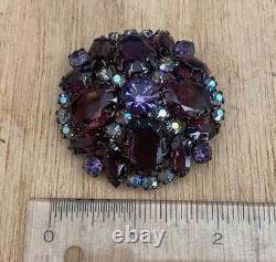 Gorgeous Vintage Verified D&E Juliana Amethyst Purple AB Rhinestone Brooch Pin