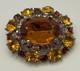 H. Pomerantz Co NY Domed BROOCH Topaz Color Glass Ab Rhinestone Vintage Jewelry