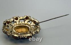H. Pomerantz Co NY Domed BROOCH Topaz Color Glass Ab Rhinestone Vintage Jewelry