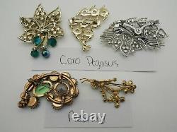 HIGH END Vintage RHINESTONE Jewelry Lot SIGNED Brooches Earrings CORO PEGASUS
