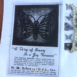 HUGE 3 3/4 Vintage SCHRAGER BOOK PIECE Green Clear Rhinestone Butterfly Brooch