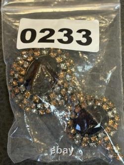 HUGE 3.5 Vintage Faux Topaz Brown Crystal Rhinestone 3 Tier Dome Dangle Brooch