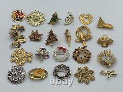 HUGE LOT OF BROOCH & PINS VINTAGE RHINESTONE GOLD TONED TOTAL of 130