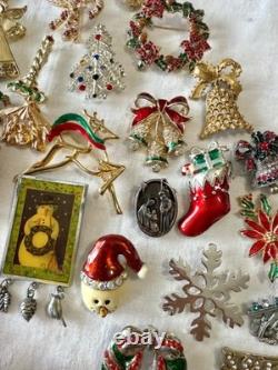 HUGE VINTAGE LOT signed Christmas Brooch Pin Napier Monet + 3 lbs $2 each