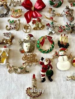 HUGE VINTAGE LOT signed Christmas Brooch Pin Napier Monet + 3 lbs $2 each