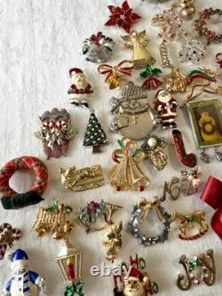 HUGE VINTAGE LOT signed Christmas Brooch Pin Napier Monet + 3 lbs $2 each