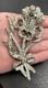 HUGE Vintage Art Deco Pot Metal Rhinestone Iris Flower Brooch Pin READ