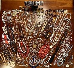 HUGE Vintage Costume To Modern Brooch Some SIGNED Earrings Necklace Estate Lot