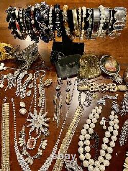 HUGE Vintage Costume To Modern Brooch Some SIGNED Earrings Necklace Estate Lot