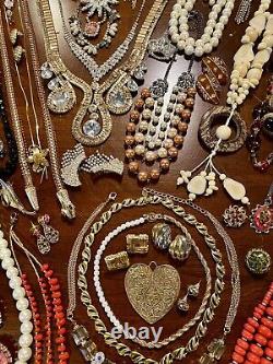 HUGE Vintage Costume To Modern Brooch Some SIGNED Earrings Necklace Estate Lot