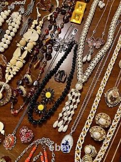 HUGE Vintage Costume To Modern Brooch Some SIGNED Earrings Necklace Estate Lot