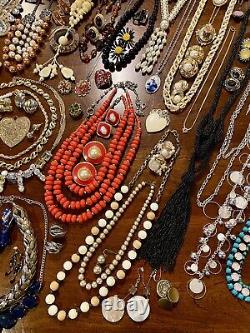 HUGE Vintage Costume To Modern Brooch Some SIGNED Earrings Necklace Estate Lot