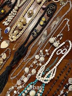 HUGE Vintage Costume To Modern Brooch Some SIGNED Earrings Necklace Estate Lot