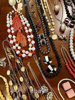 HUGE Vintage Costume To Modern Brooch Some SIGNED Earrings Necklace Estate Lot