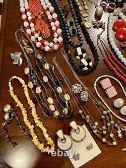 HUGE Vintage Costume To Modern Brooch Some SIGNED Earrings Necklace Estate Lot