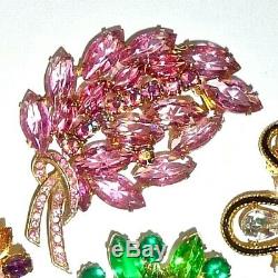 High End Vintage Jewelry Lot 6 All Big Colorful Rhinestone Brooches Incl Juliana