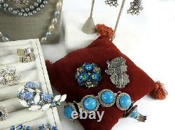 High Quality Vintage Lot Necklace Brooches Bracelet Earrings Rhinestones Costume