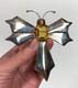 Huge Antique Vintage Art Deco STERLING Silver Rhinestone DRAGONFLY Pin Brooch 4