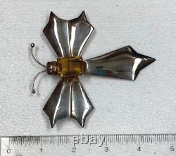 Huge Antique Vintage Art Deco STERLING Silver Rhinestone DRAGONFLY Pin Brooch 4