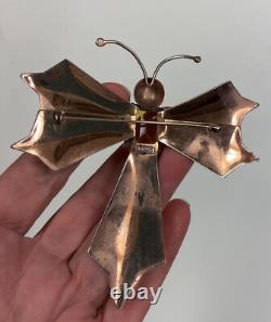Huge Antique Vintage Art Deco STERLING Silver Rhinestone DRAGONFLY Pin Brooch 4