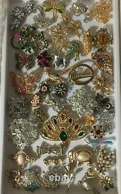 Huge High End Vintage/now Rhinestone Jewelry Lot. Most Signed. 366 Pieces