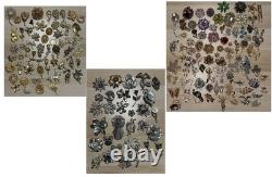Huge Lot 160+ Vintage-Now BROOCH Pins AS IS Broken Craft Rhinestone Jewelry Read