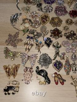 Huge Lot 160+ Vintage-Now BROOCH Pins AS IS Broken Craft Rhinestone Jewelry Read Huge Lot 160+ Vintage-Now BROOCH Pins AS IS Broken Craft Rhinestone Jewelry Read