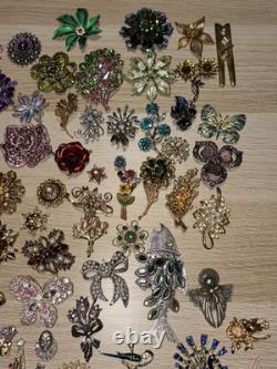Huge Lot 160+ Vintage-Now BROOCH Pins AS IS Broken Craft Rhinestone Jewelry Read