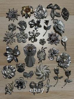 Huge Lot 160+ Vintage-Now BROOCH Pins AS IS Broken Craft Rhinestone Jewelry Read